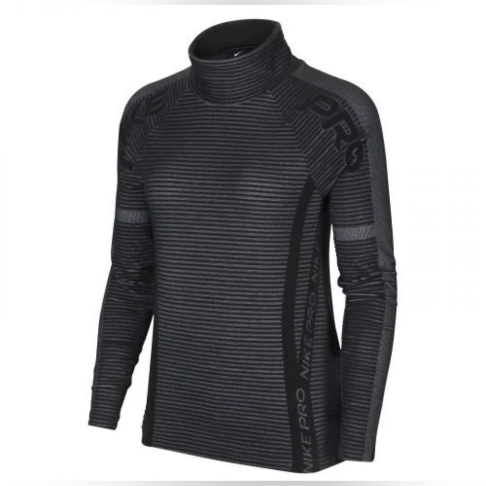 Nike Pro HyperWarm Black/Gray Pullover Long Sleeve Top size Small EUC - Picture 2 of 14